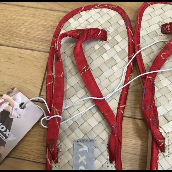 Rare Roxy Quiksilver Straw Basket Weave Flip-Flops Sandals Sz 6 - Tokyo Print - Picture 4 of 5